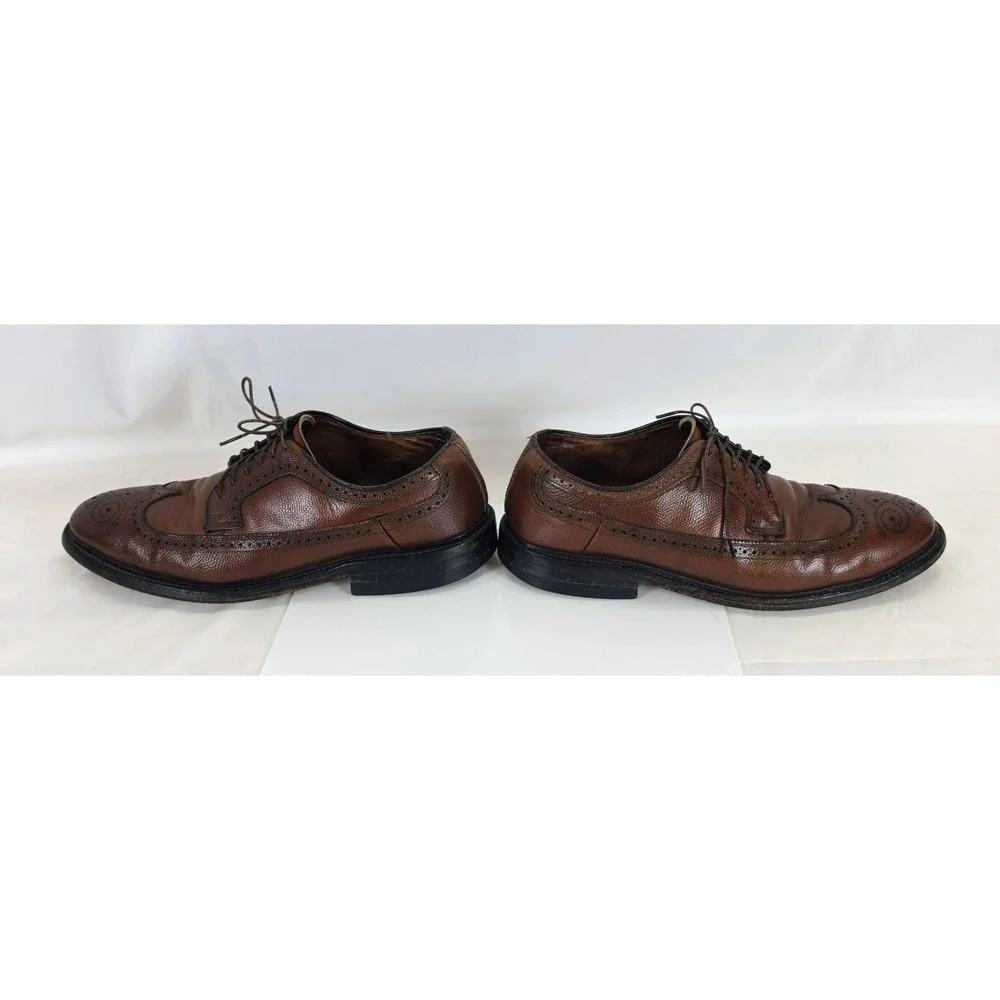 Vintage Men's Brown Leather Wingtip Oxford Dress Shoes Goodyear Welt Size 10.5 D